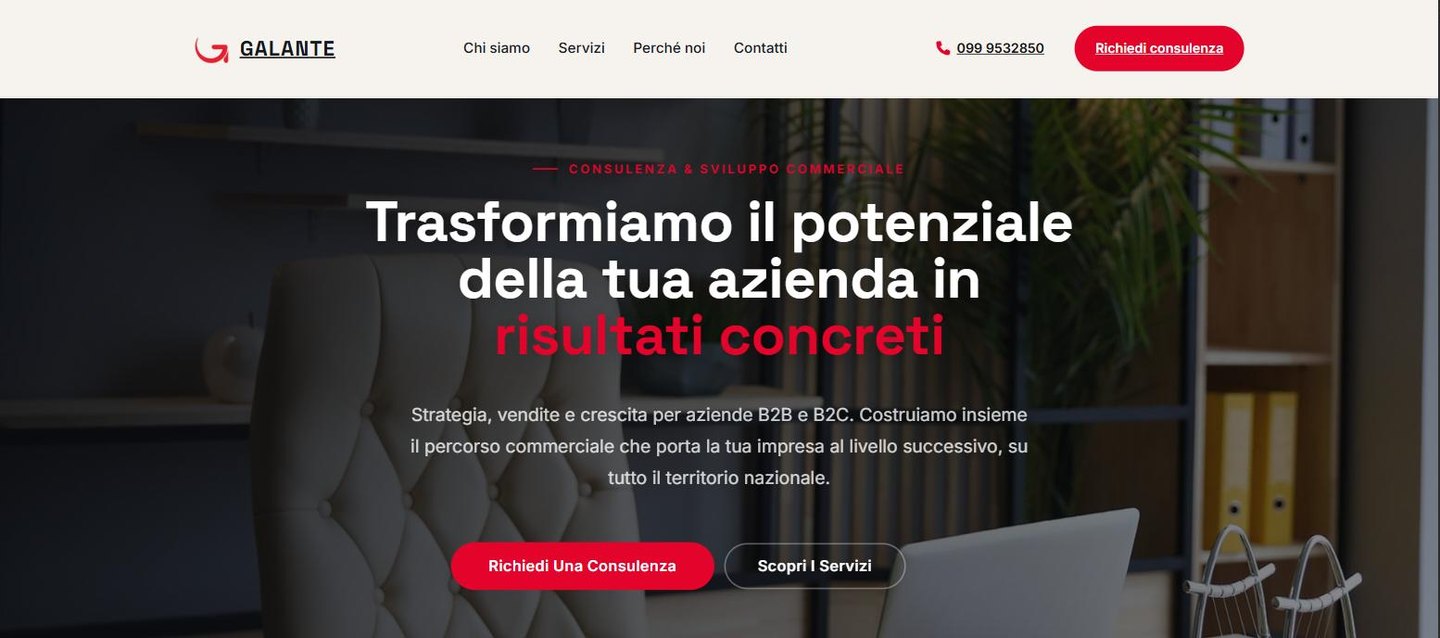 Schermata del sito Agenzia Galante