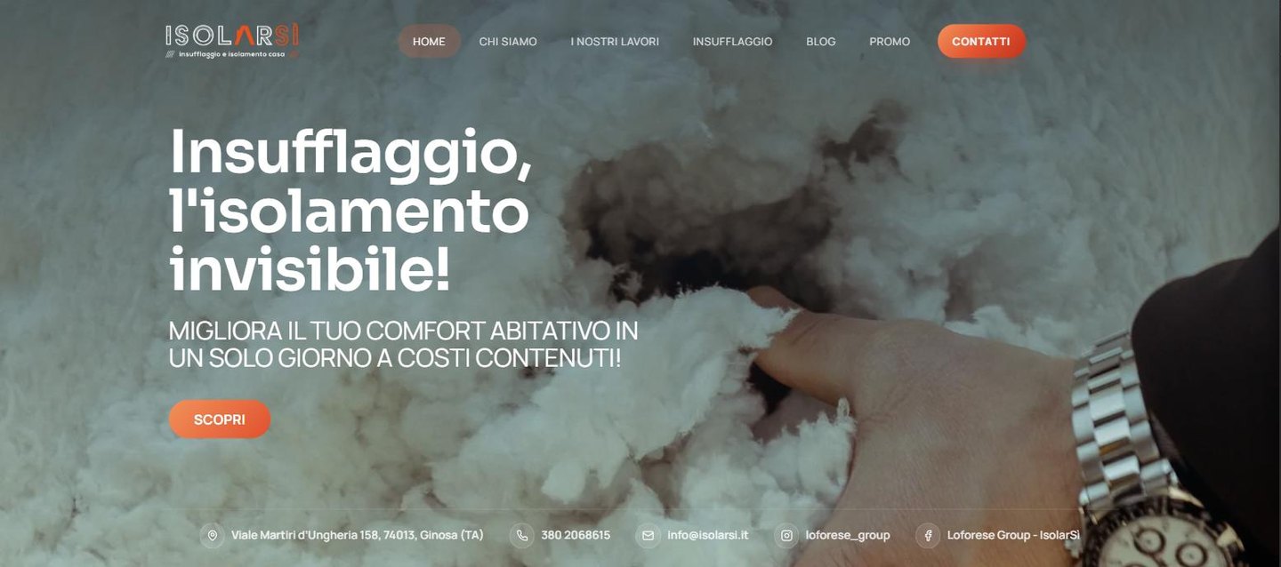 Schermata del sito Isolarsì
